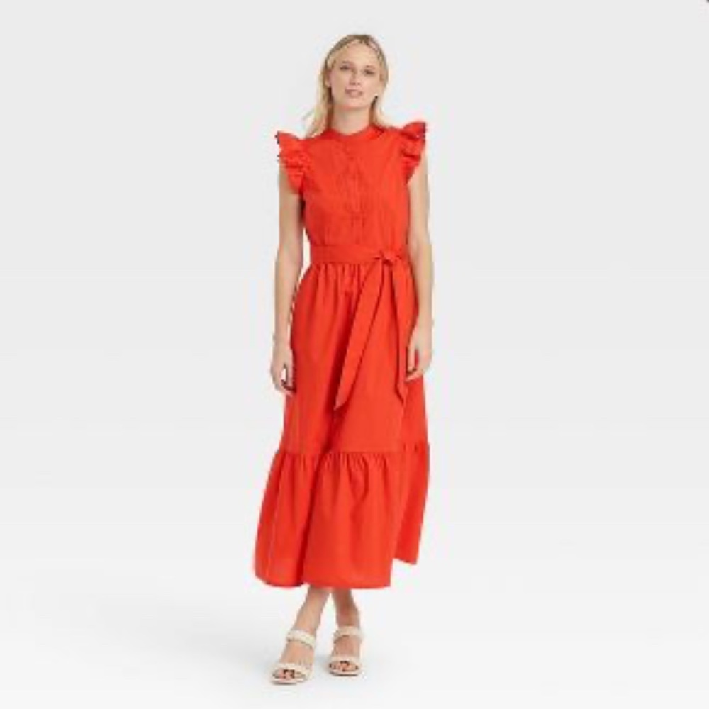 Who What Wear | Short Sleeve Flutter Eyelet Maxi Dress